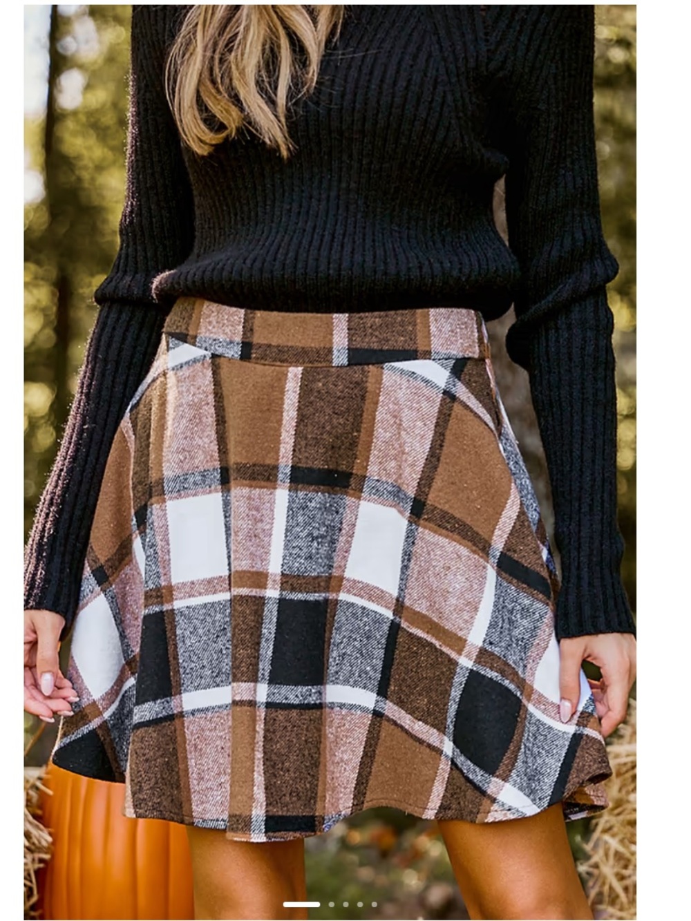 Cupshe Plaid A-Line Mini Skirt in Brown and Black
